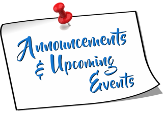  Announcements and upcoming events