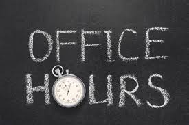 Black & White Sign That reads Office Hours