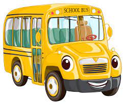  Yellow school bus drawing with smiling face on front of bus