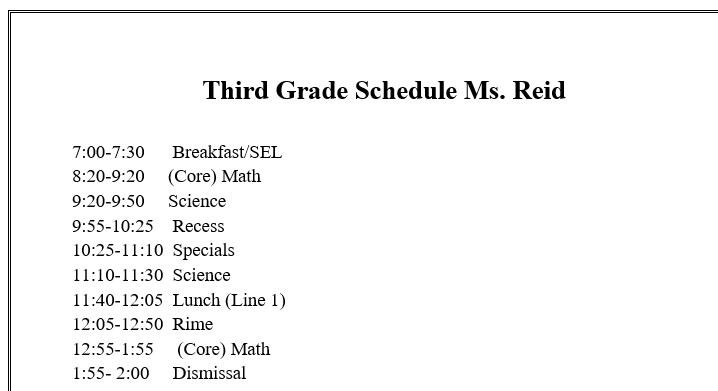 Schedule