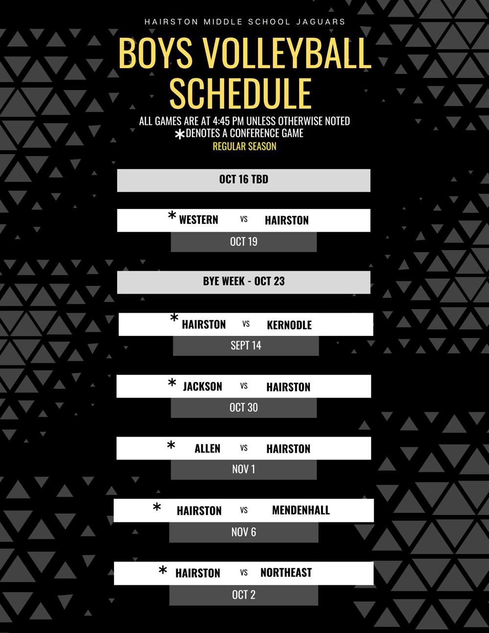 Boys Volleyball Schedule