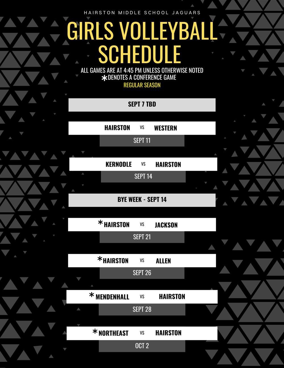 Girls Volleyball Schedule