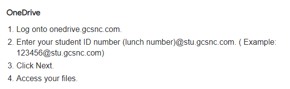 Directions for Logging Into OneDrive