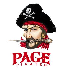  School logo, silhouette of red/black pirates